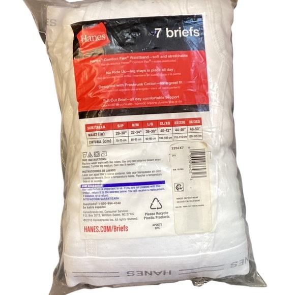 Retro‎ Hanes Full Cut Briefs 100% Preshrunk Cotton Comfort Flex Waistband 2XL - Picture 4 of 8